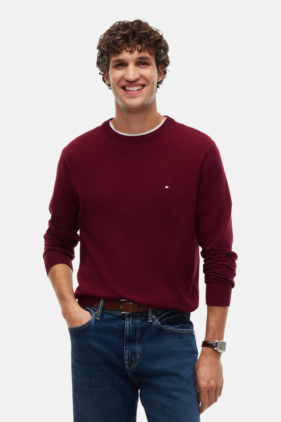 Pull met ronde hals - rood