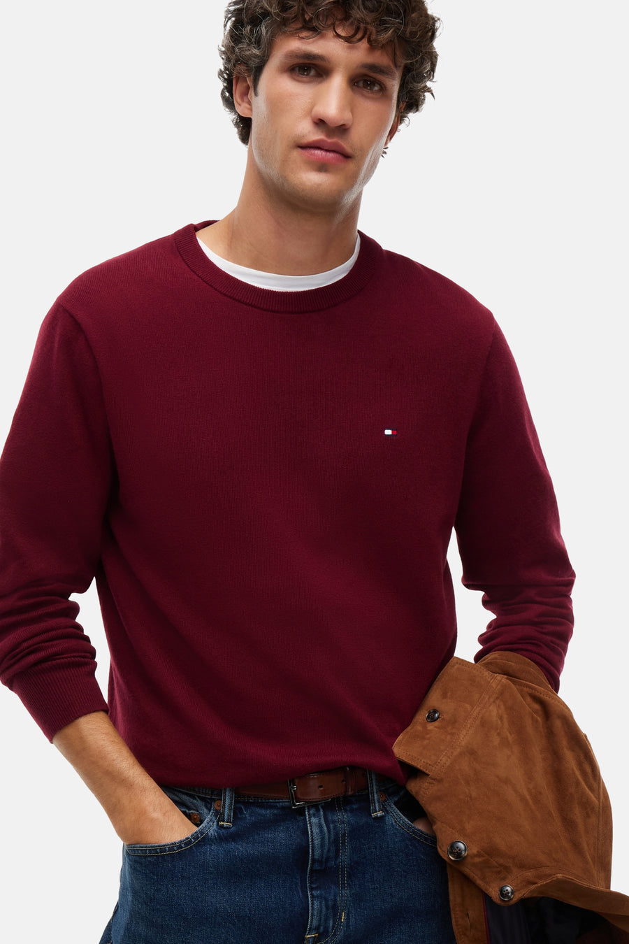 Pull met ronde hals - rood