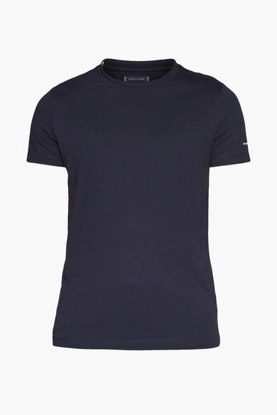 Navy blue short-sleeve t-shirt by Tommy Hilfiger, round neck, minimal design, front view