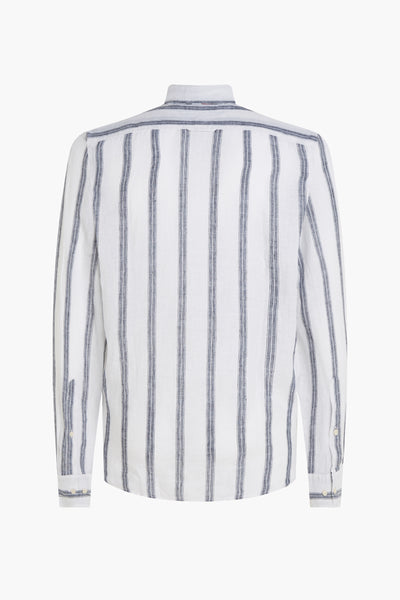 Blauwe gestreepte blouse met lange mouwen van TOMMY HILFIGER, achterzijde.