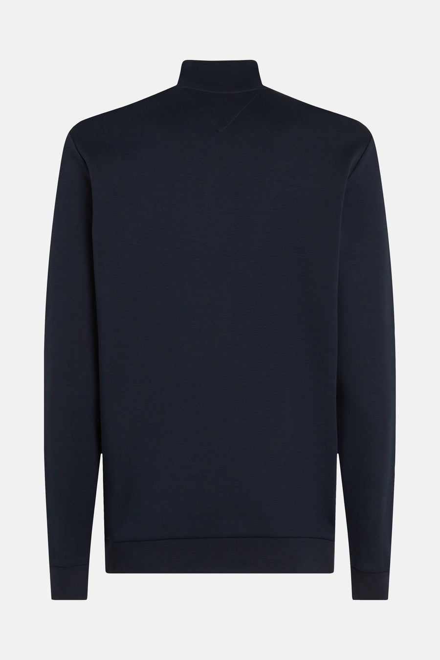 Sweat bleu foncé de TOMMY HILFIGER, avec col montant et détail logo discret à l'arrière du cou.