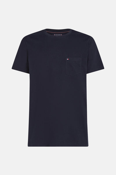 T-shirt à manches courtes bleu de TOMMY HILFIGER avec poche poitrine carrée.