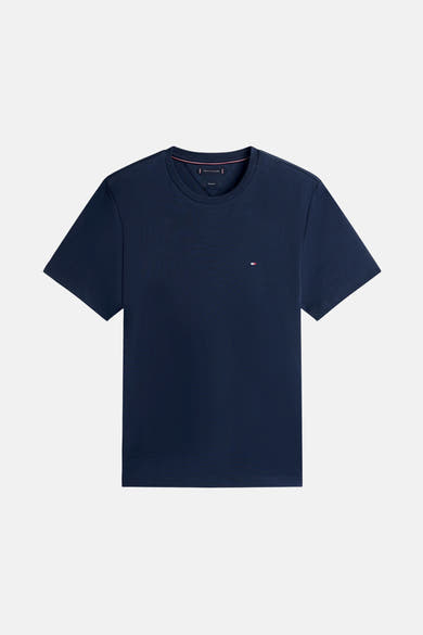 T-shirt bleu à manches courtes de Tommy Hilfiger, avec logo discret sur la poitrine.