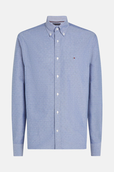 Blauwe blouse met lange mouwen van TOMMY HILFIGER, met subtiel stippenpatroon en klassieke pasvorm.