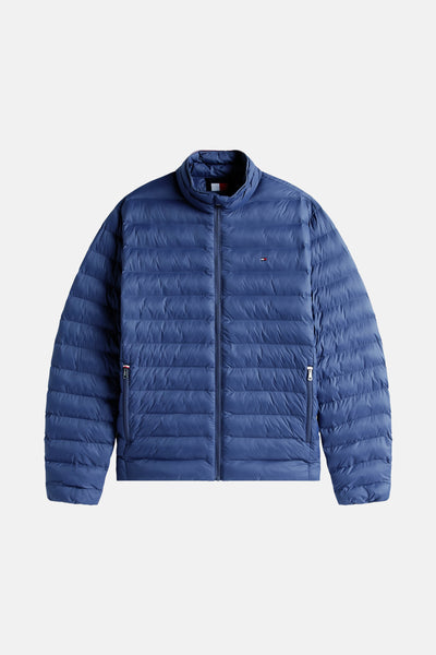 Korte blauwe jas van TOMMY HILFIGER, met ritssluiting en discreet logo.