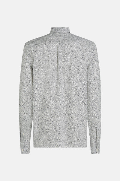 Ecru overhemd met lange mouwen van TOMMY HILFIGER, all-over bloemenprint, achterzijde.