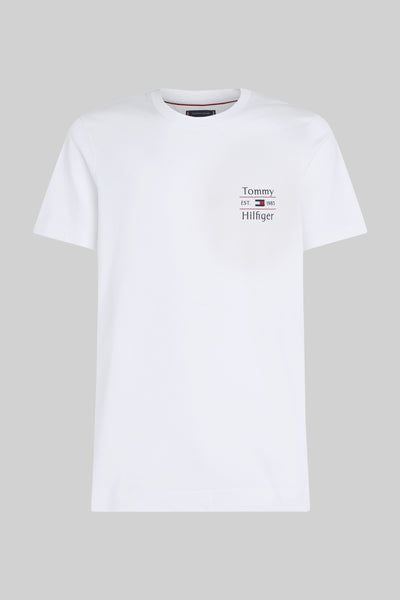 Wit T-shirt met korte mouwen van Tommy Hilfiger, met borstlogo en ronde hals.