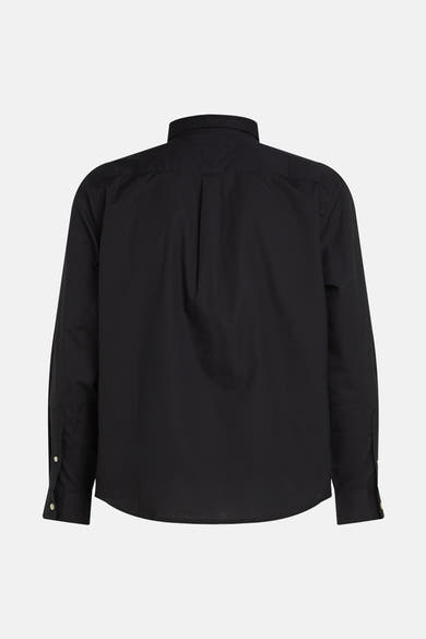 Chemise noire à manches longues de Tommy Hilfiger, vue de dos avec col boutonné.