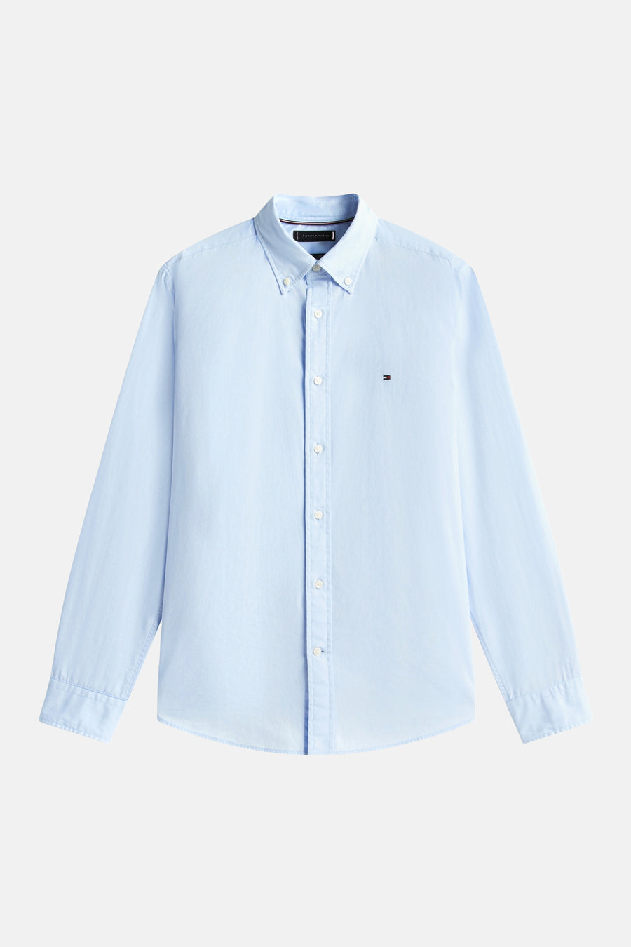 Chemise à manches longues bleue de TOMMY HILFIGER, avec une coupe classique et une texture subtile.