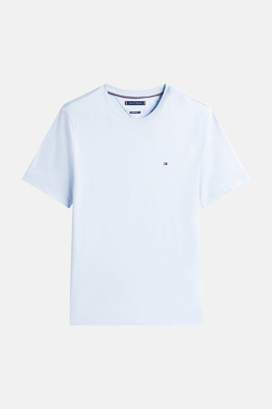 T-shirt à manches courtes bleu de Tommy Hilfiger, uni avec un petit logo drapeau sur la poitrine.