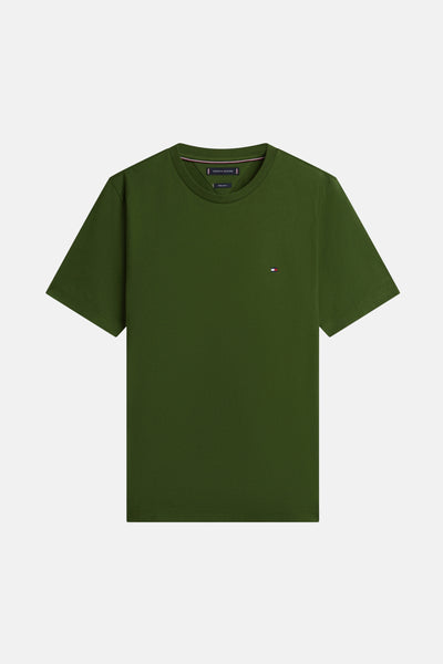 Groen T-shirt met korte mouwen van TOMMY HILFIGER met een klein logo op de borst.