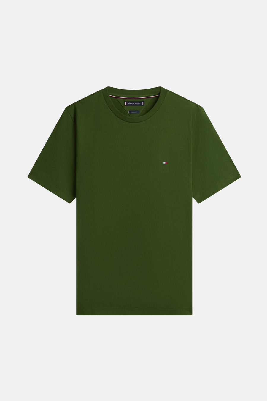 Groen T-shirt met korte mouwen van TOMMY HILFIGER met een klein logo op de borst.