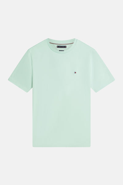 Groen T-shirt met korte mouwen van TOMMY HILFIGER, met een geborduurd logo op de borst.