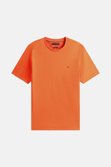 T-shirt orange à manches courtes de TOMMY HILFIGER avec logo sur la poitrine.