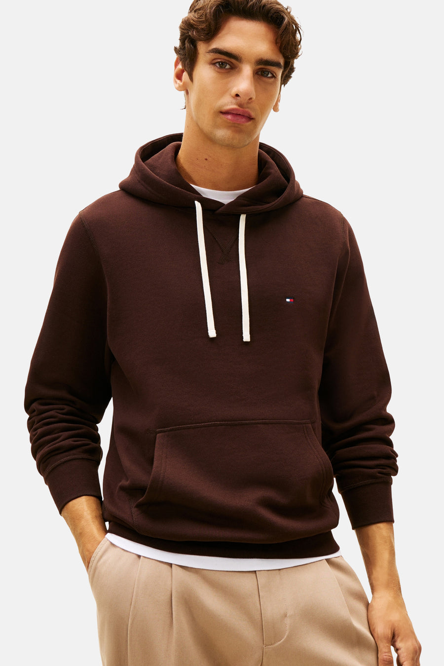Sweater met kap bruin - TOMMY HILFIGER