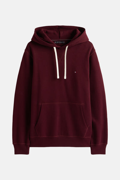 Bordeaux hoodie van Tommy Hilfiger met witte trekkoord en kangoeroezak.