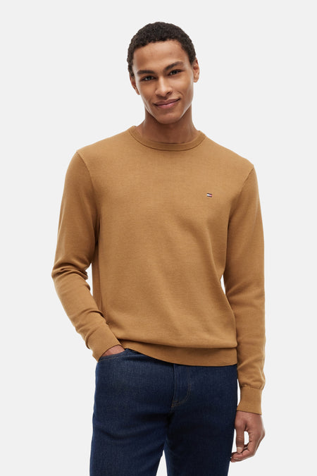 Pull met ronde hals - cognac