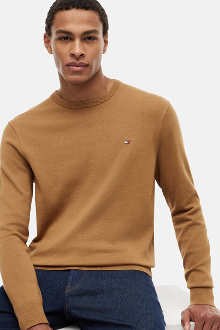 Pull met ronde hals - cognac