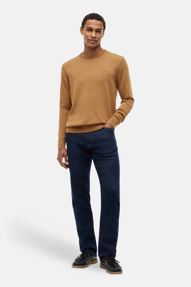 Pull met ronde hals - cognac