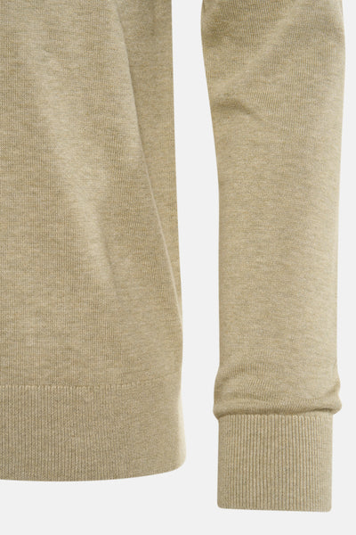 Pull à col rond vert par TOMMY HILFIGER, en maille fine avec texture côtelée aux poignets et à la taille.