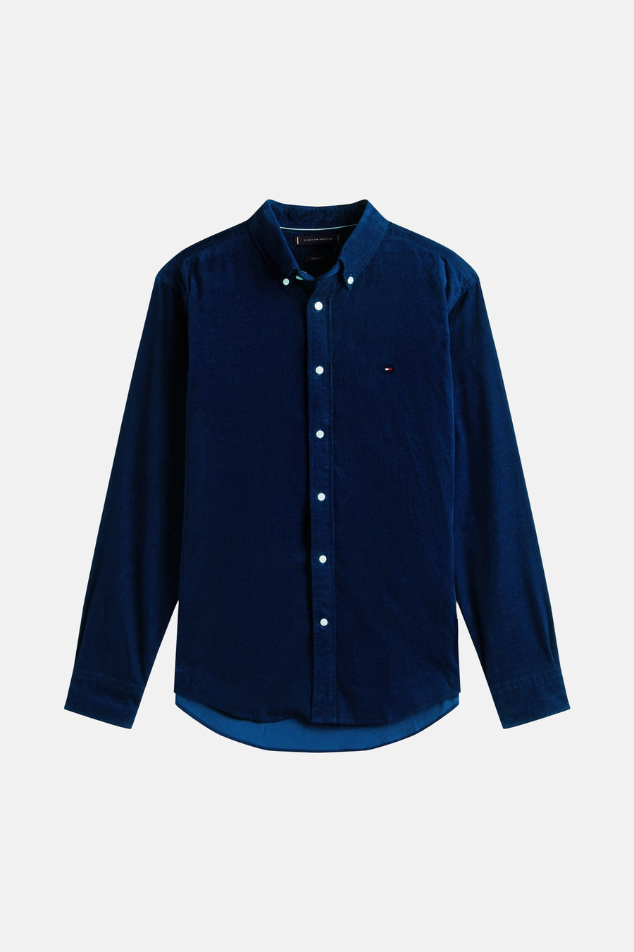 Blauwe corduroy blouse van TOMMY HILFIGER, met witte knopen.