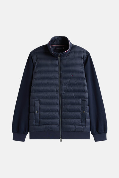 Veste bleue de TOMMY HILFIGER, matelassée sur le devant avec manches en maille lisse, fermeture éclair intégrale et poches avant à boutons.