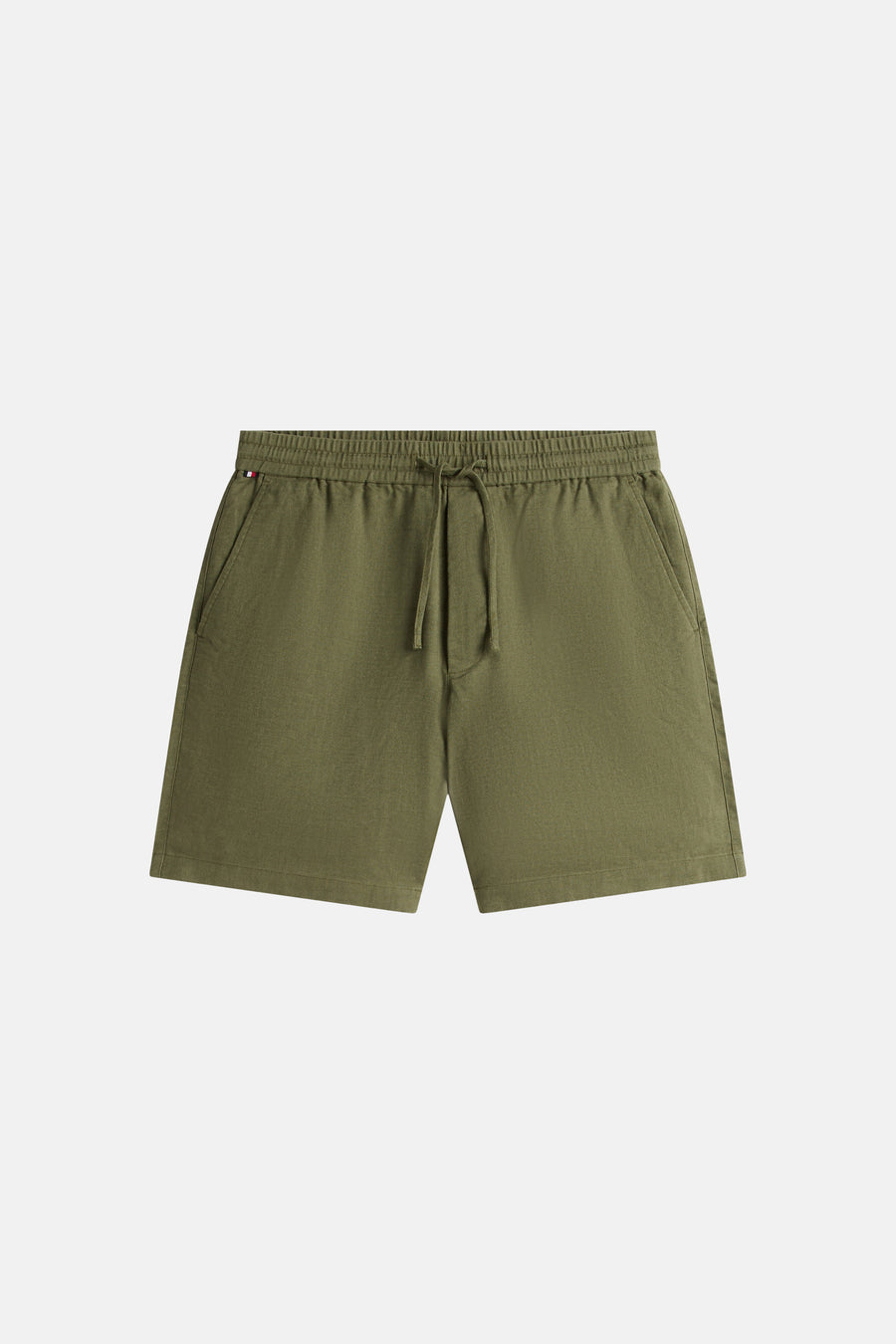 Bermuda vert de TOMMY HILFIGER, avec cordon de serrage et logo drapeau tricolore.
