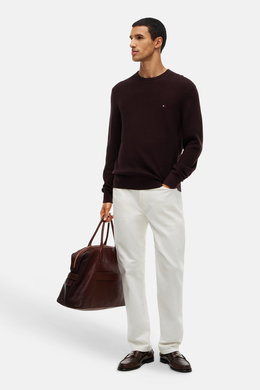 Trui met ronde hals bruin - TOMMY HILFIGER