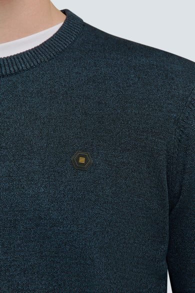 Pull met ronde hals - blauw