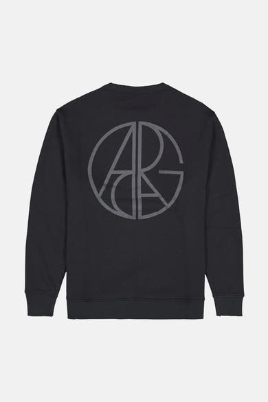 Pull gris de GARCIA avec un grand logo circulaire ton sur ton au dos.
