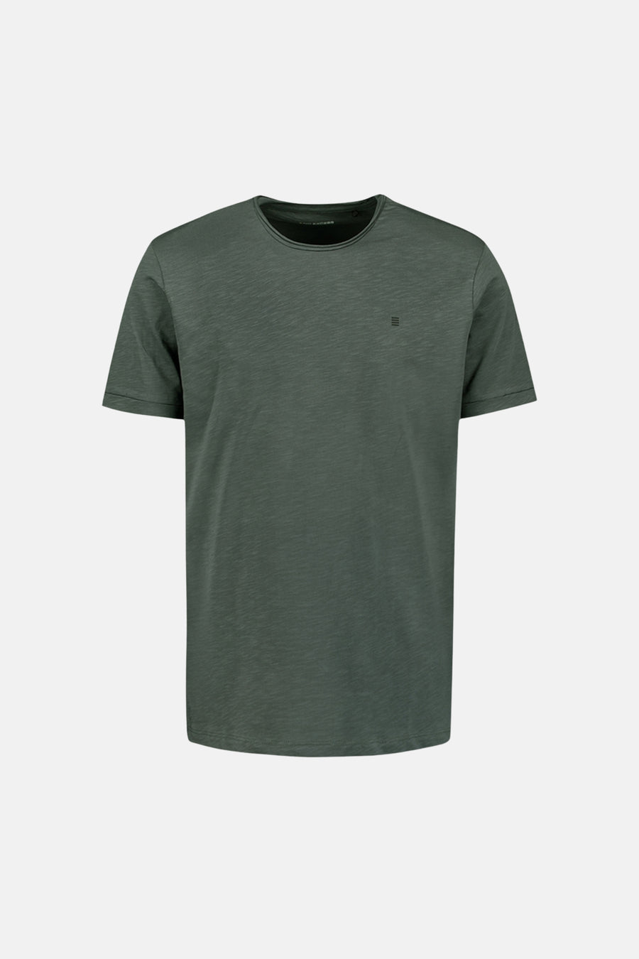 Grijs T-shirt met korte mouwen van NO EXCESS, met een subtiel streepmotief en een gemêleerde textuur.