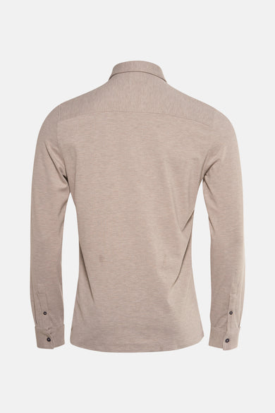 Beige overhemd met lange mouwen van NO EXCESS, achterkant met manchetknoppen en klassieke kraag.