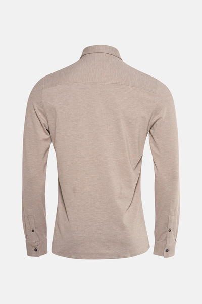 Beige overhemd met lange mouwen van NO EXCESS, achterkant met manchetknoppen en klassieke kraag.