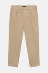 Beige broek van ANTWRP, met een borduursel van de merknaam, zichtbare stikseldetails.