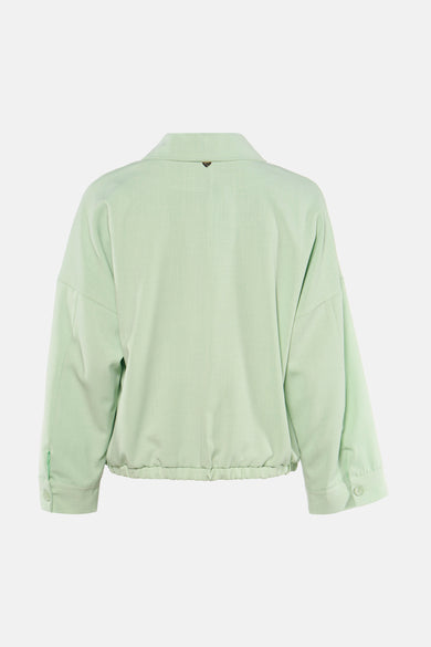 Gilet vert de AMELIE ET AMELIE avec une coupe décontractée et manches longues, vue de dos.