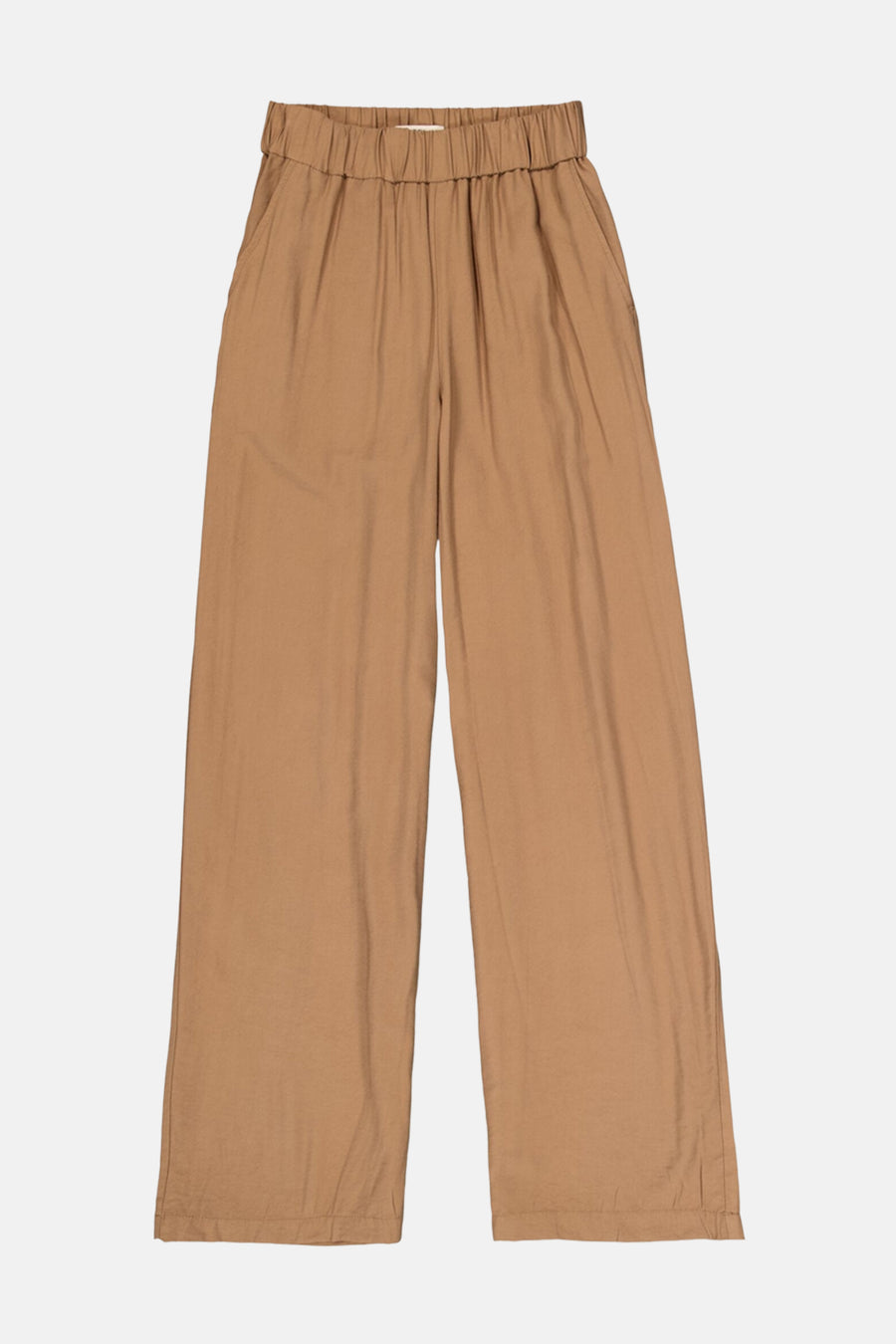 Pantalon taupe ample de GARCIA, avec taille élastique et poches latérales.