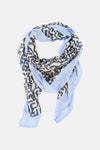 Foulard multicolore de GARCIA, motif abstrait bleu marine et marron, ourlet uni bleu clair.