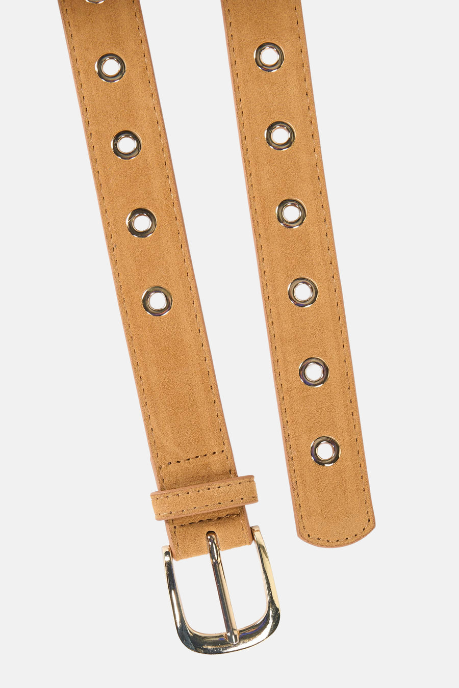 Ceinture cognac GARCIA avec boucle dorée et œillets décoratifs.