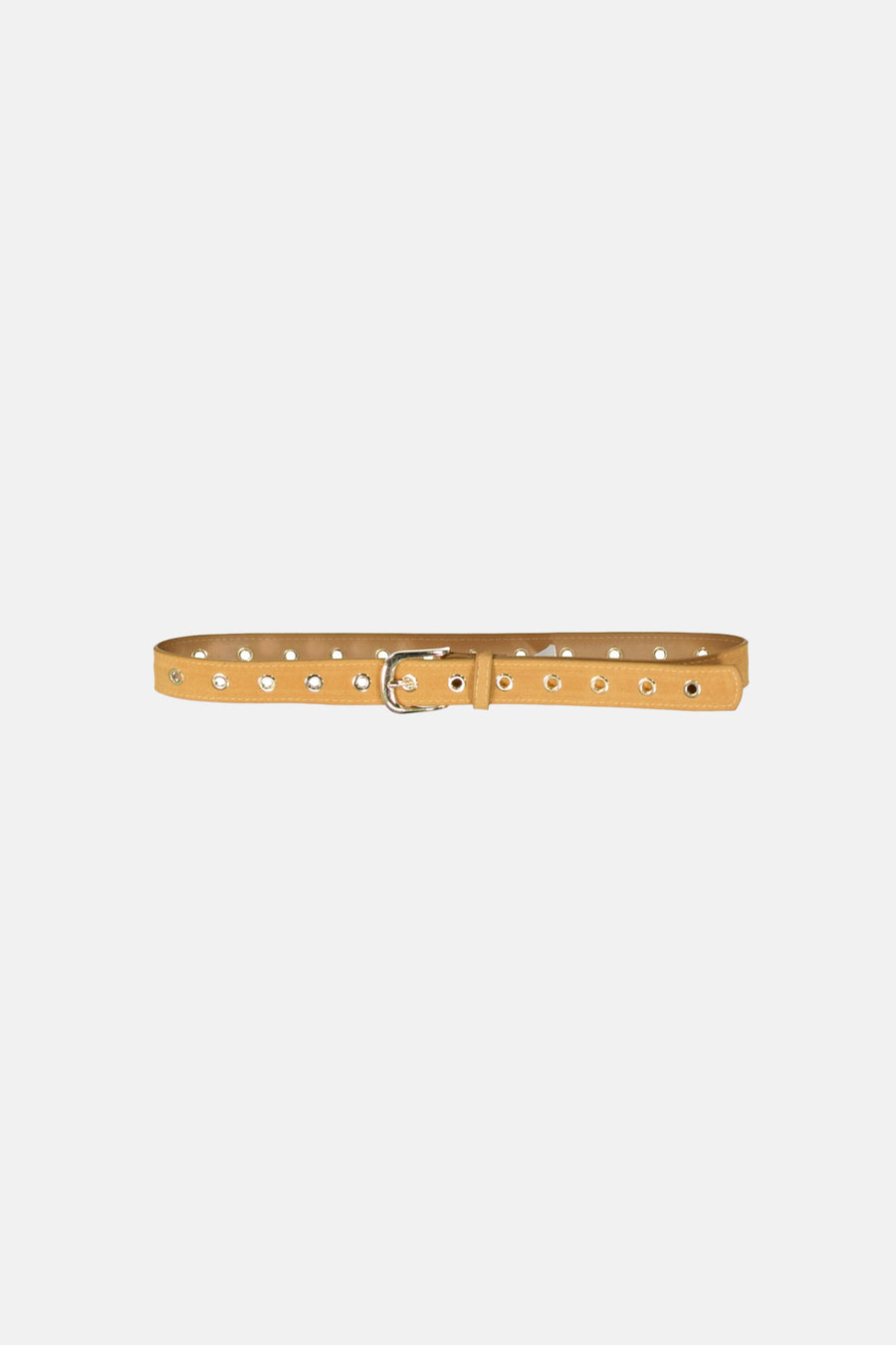 Ceinture cognac de GARCIA, ornée d'œillets métalliques sur toute la longueur.