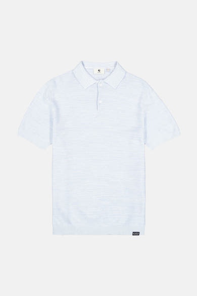 Polo blanc en tricot par GARCIA, manches courtes et texture chinée.