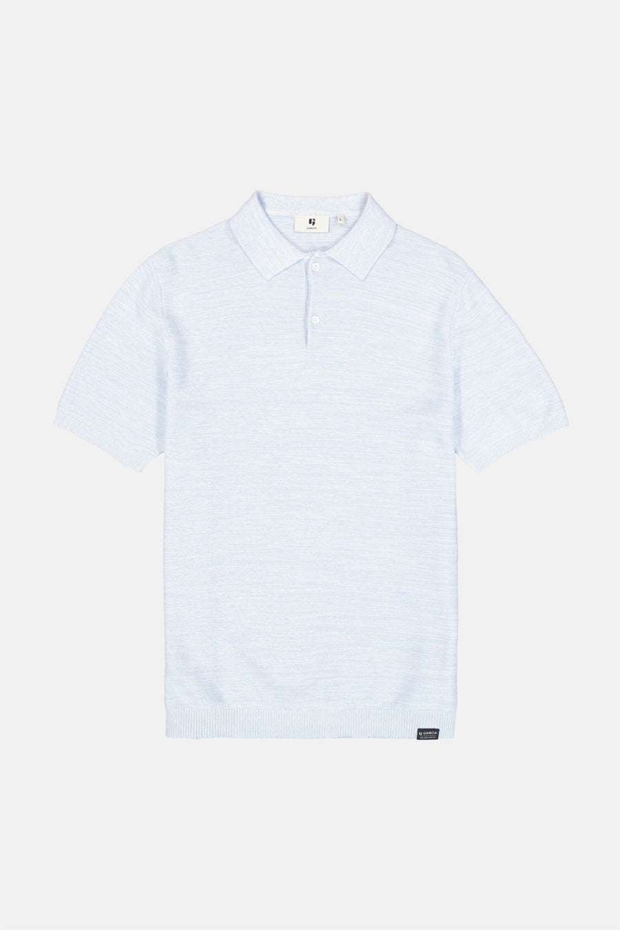 Polo blanc en tricot par GARCIA, manches courtes et texture chinée.
