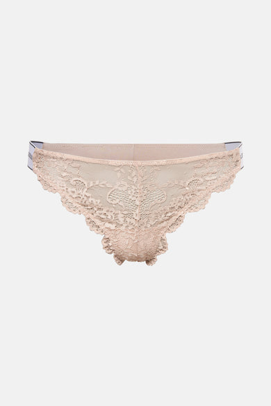 Beige kanten slip van Guess, met een witte elastische tailleband.