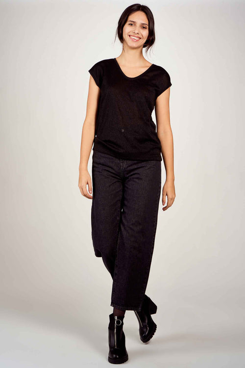 ONLSILVERY S/S V NECK LUREX TOP JRS NOOS