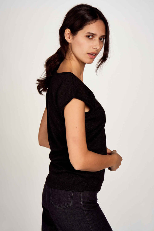 ONLSILVERY S/S V NECK LUREX TOP JRS NOOS