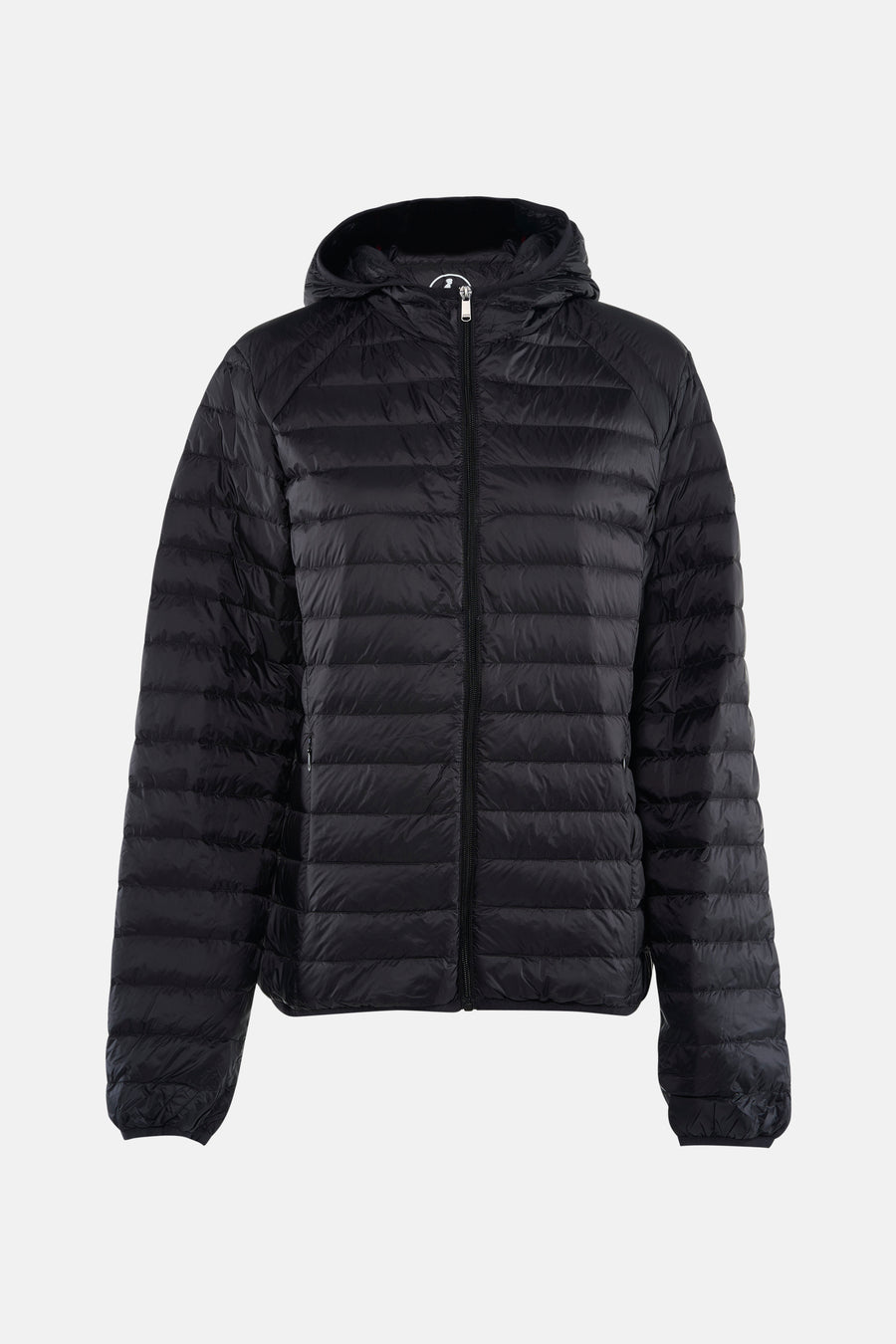 Veste courte noire de JOTT, avec une capuche et une fermeture éclair pleine longueur.