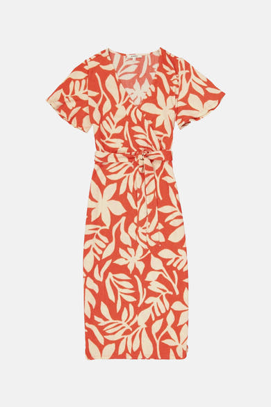 Robe multicolore de GARCIA, imprimé floral avec ceinture à nouer.
