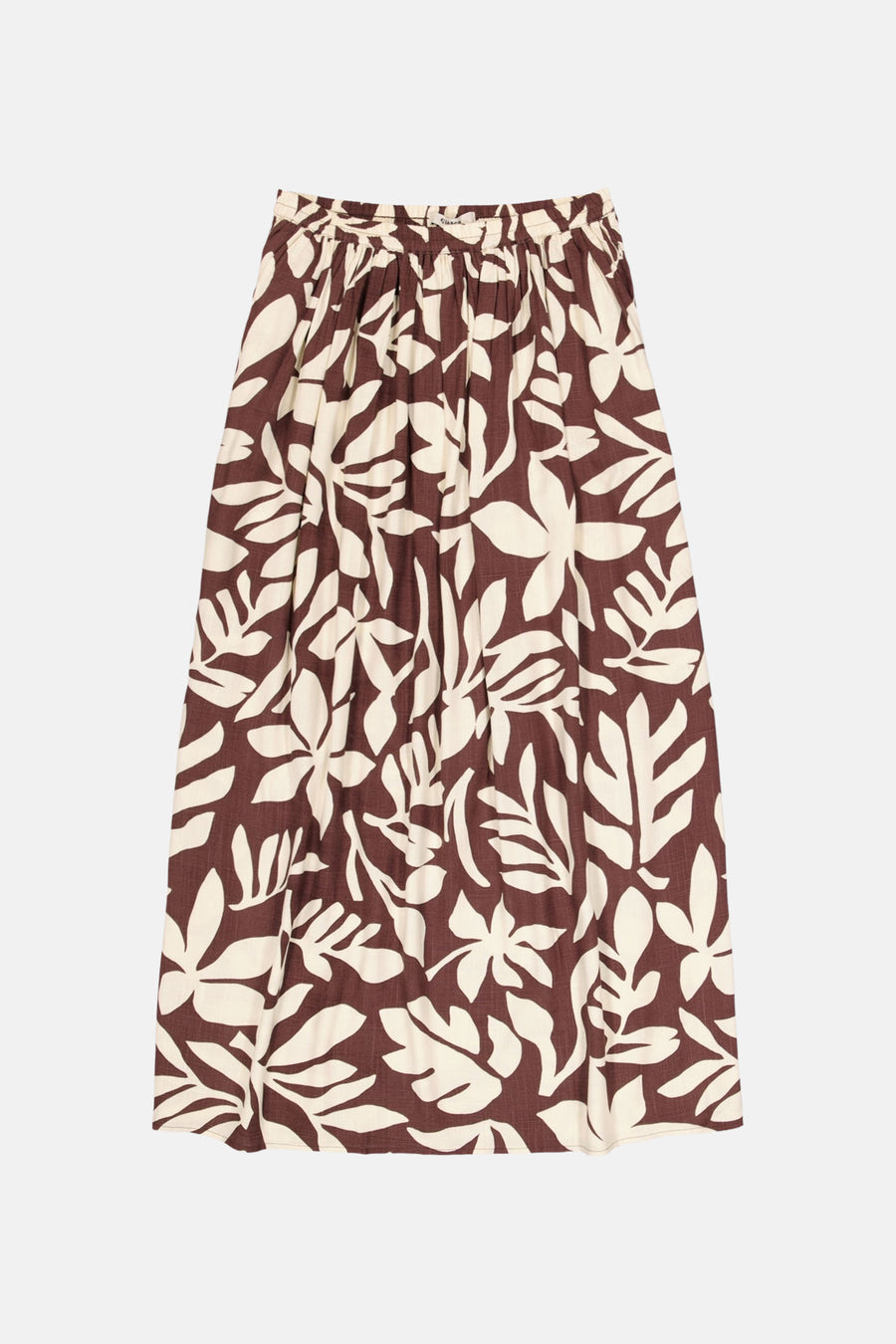 Jupe longue multicolore de GARCIA à motif floral dans les tons marron et beige.