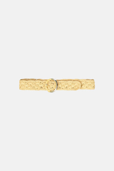 Beige stroken riem van GARCIA, met zilveren ronde gesp en opengewerkt patroon.