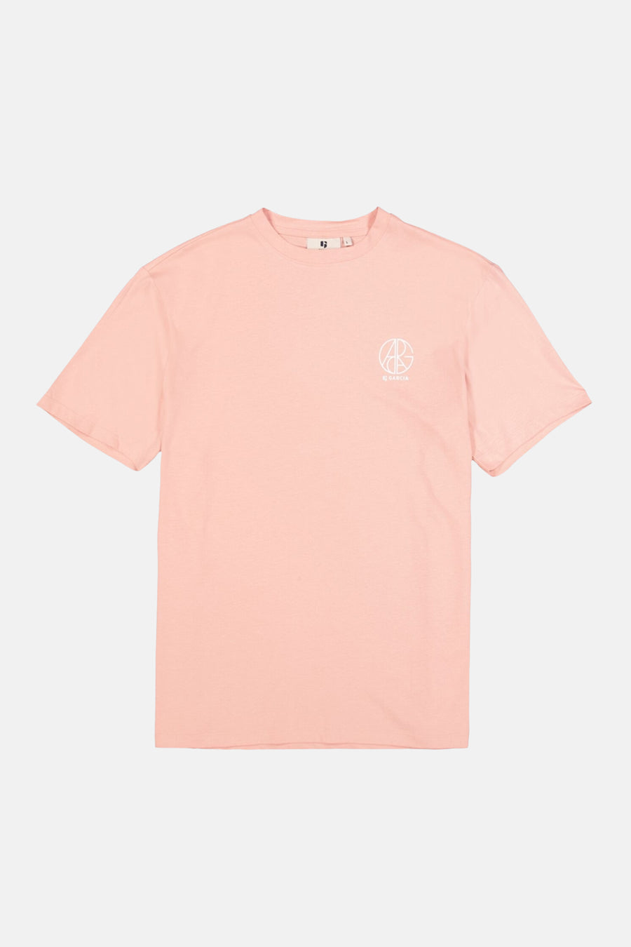 T-shirt rose de GARCIA avec un logo graphique blanc sur la poitrine et col rond.