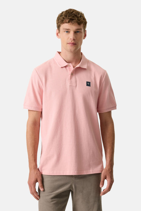 Roze GARCIA poloshirt met korte mouwen in pique-breiwerk, met kraag, knoopsluiting en vierkant logo.